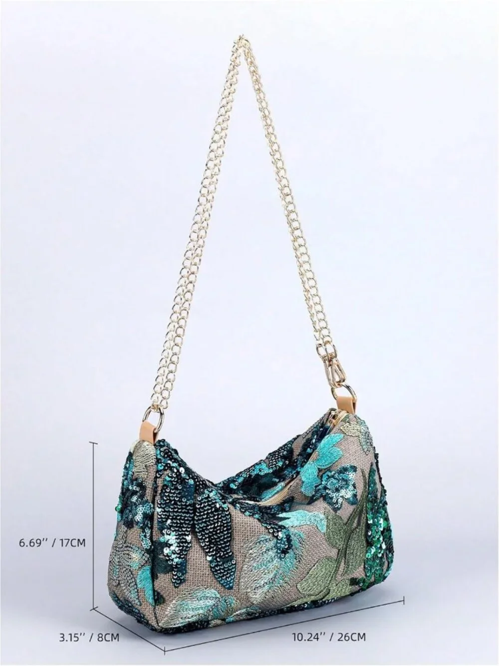 Floral Embroidered Beaded Clutch Purse for Weddings & Special Events